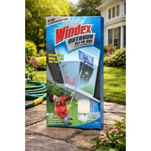 Windex Outdoor All-In-One Glass Cleaning Tool Kit W/ 2 Cleaning Pads New In Box